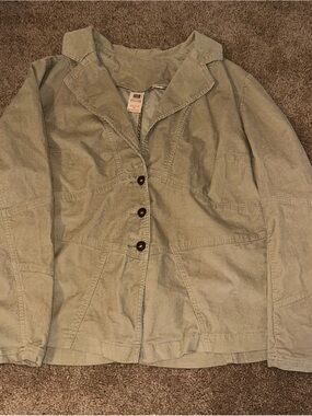 Vintage Faded Glory Casual corduroyWomen's Light Khaki Button-Front Jacket